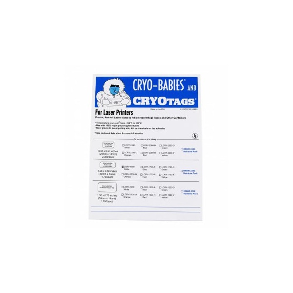 Cryo-Babies, Laser, 1.5ml, White, 1700/pk, 1700PK